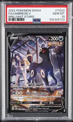 2022 POKEMON SWORD & SHIELD BRILLIANT STARS #TG22 FULL ART/UMBREON V PSA 10 - Image 1