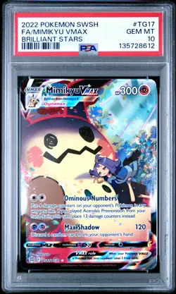 2022 POKEMON SWORD & SHIELD BRILLIANT STARS #TG17 FULL ART/MIMIKYU VMAX PSA 10 - Image 1
