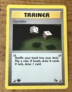 Pokemon TCG Trainer Gambler #60/62 Non-Holo 1st Edition Vintage 1999 - Image 1