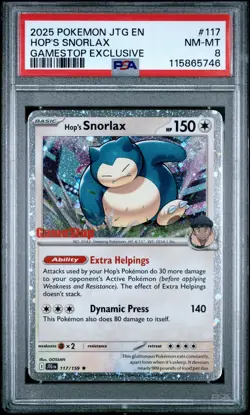 2025 POKEMON JTG EN-JOURNEY TOGETHER #117 HOP'S SNORLAX GAMESTOP EXCLUSIVE PSA 8 - Image 1