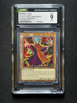 CGC 9 ERROR Yugioh Infernity Conjurer PHRA-EN016 Phantom Rage 1st CRIMPED & CUT! - Image 1