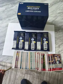 OP01 3 Booster Pack SEALED + pre-errata Cards+EMPTY blue Bottom Box - Image 2