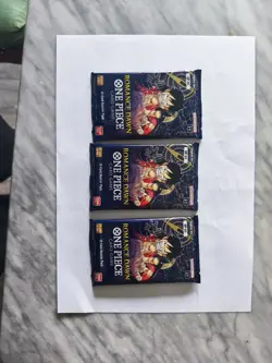 OP01 3 Booster Pack SEALED + pre-errata Cards+EMPTY blue Bottom Box - Image 3