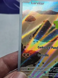Pokemon TCG Card Obsidian Flames 203/197 Larvitar Full Art Holo See Pics & Desc - Image 3