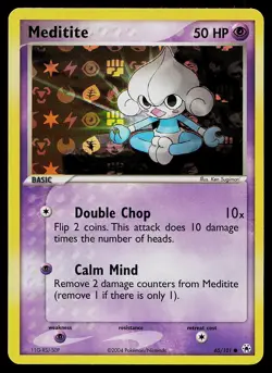 Pokemon Card - Meditite Hidden Legends 65/101 Common Reverse Holo - Image 1