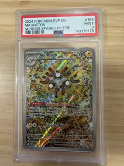 2024 POKEMON SURGING SPARKS POKEMON CENTER ETB PROMO SVP #159 MAGNETON PSA 9 - Image 3