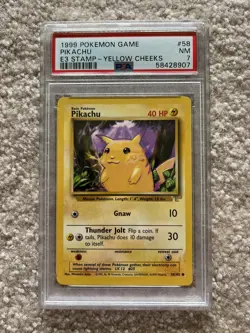 1999 Pokemon Game Pikachu E3 Stamp Yellow Cheeks PSA 7 NM Near Mint - Image 1
