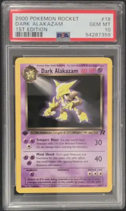 2000 POKEMON ROCKET 1ST EDITION #18 DARK ALAKAZAM PSA 10 - Image 1