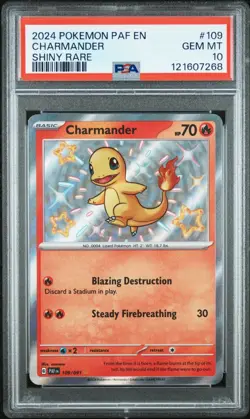 2024 Pokemon Paf En #109 Charmander Shiny Rare PSA GEM MINT 10 - Image 1