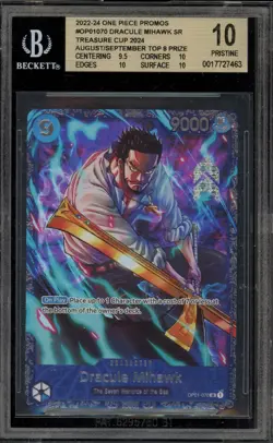 One Piece CCG Dracule Mihawk Treasure Cup 2024 Top 8 Prize Promo OP01-070 BGS 10 - Image 1