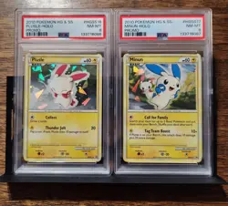 SEQUENTIAL PAIR Plusle HGSS16 and Minun HGSS17 Promo Holo Pokemon Card Psa 8 Set - Image 1