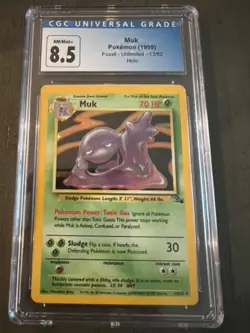 Muk 1999 Fossil Unlimited 13/62 Holo Rare Pokemon Card CGC 8.5 psa NM - Image 3