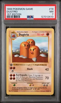 1999 POKEMON GAME 1ST ED #19 DUGTRIO PSA 7 - Image 1