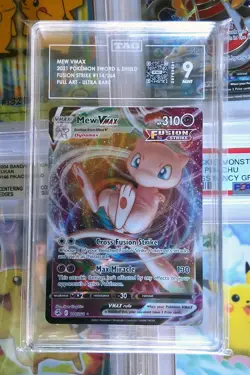 2021 Pokemon Mew VMAX #114/264 TAG 9 Mint — Fusion Strike Full Art - Image 1