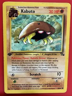 Fossil #50/62 Kabuto 1st Edition Pokemon Card - Image 1