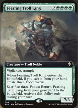 Magic The Gathering, Feasting Troll King (Ext Art), Throne of Eldraine, Regular - Image 1