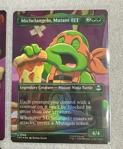 Lot 4- TMNT MTG Borderless #196-#199 (Foil) Raph Michelangelo Leonardo Donnie - Image 3