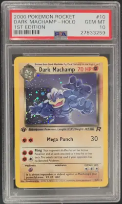 2000 POKEMON ROCKET 1ST EDITION #10 DARK MACHAMP-HOLO PSA 10 - Image 1
