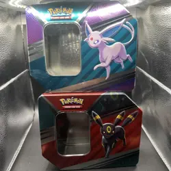 READ-Pokemon V Heroes EMPTY Tins - Umbreon & Espeon - Image 1