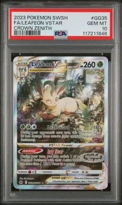 2023 POKEMON SWORD & SHIELD CROWN ZENITH #GG35 FULL ART/LEAFEON VSTAR PSA 10 - Image 1