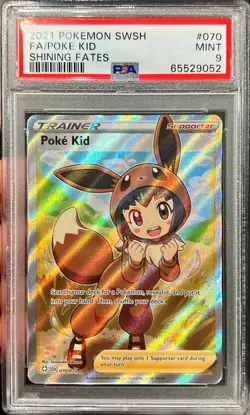2021 Pokemon Shining Fates FA Poke Kid Ultra Rare Trainer 070/072 PSA 9 Mint - Image 1