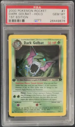 2000 POKEMON ROCKET 1ST EDITION #7 DARK GOLBAT-HOLO PSA 10 - Image 1