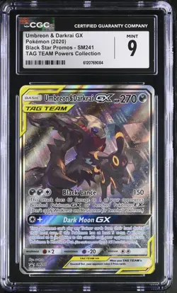 CGC 9 Umbreon & Darkrai GX SM241 Black Star Promo Pokemon Card - Image 1