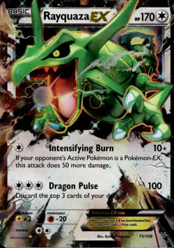 Rayquaza EX 75 Roaring Skies English Pokemon Card B1 NM - Image 1