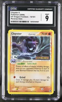 CLOYSTER 14/101 - 2006 POKEMON EX DRAGON FRONTIERS REV. FOIL STAMPED CGC9 - Image 1