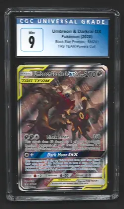 Pokemon Umbreon & Darkrai GX SM241 Full Art Tag Team Black Star Promo CGC 9 MINT - Image 1