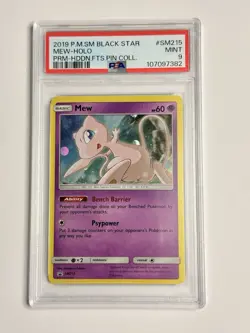 MEW 2019 Pokemon Sun & Moon Black Star Holo Promo Hidden Fates #SM215 PSA 9 - Image 1