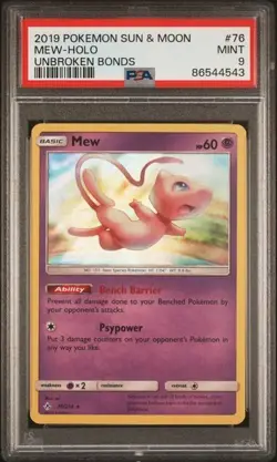 Pokemon PSA 9 Mew #76 Holo Unbroken Bonds 2019 English - Image 2