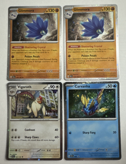 Cosmos Holo Pokemon Lot 4 Cards - 2x Glimmora #126, Carvanha #93, Vigoroth #161 - Image 1