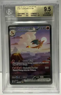 Pokemon Scarlet & Violet 151 Charizard EX 199/165 SIR Beckett BGS 9.5 GEM MINT - Image 1