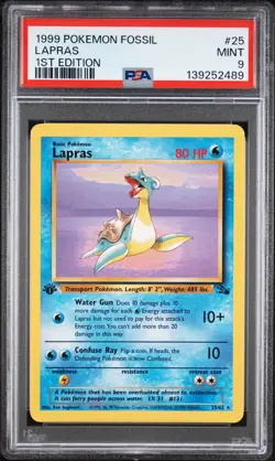 1999 POKEMON FOSSIL 1ST EDITION #25 LAPRAS PSA 9 - Image 1