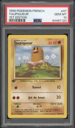 1999 Pokemon FRENCH 1st Edition Base Set Taupiqueur-Diglett 47/102 PSA 10 GEM - Image 1