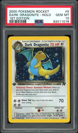 2000 POKEMON ROCKET 1ST EDITION #5 DARK DRAGONITE-HOLO PSA 10 - Image 1