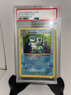 1999 POKEMON BASE SET SHADOWLESS #2 BLASTOISE-HOLO PSA 5 - Image 1