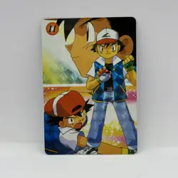1998 Bandai Pokemon Carddass Ash #11 Prism Holo Japanese Vintage LP - Image 2