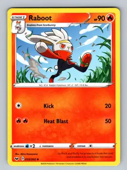 Raboot 033/202 Uncommon SWSH01: Sword & Shield Base Set NM - LP Pokemon TCG - Image 1