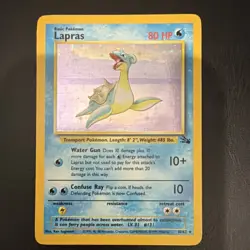 Pokemon Lapras Fossil Holo Rare Card 10/62 80 HP English 1999 WOTC Vintage - Image 1