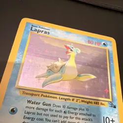 Pokemon Lapras Fossil Holo Rare Card 10/62 80 HP English 1999 WOTC Vintage - Image 2