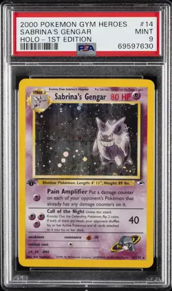 2000 POKEMON GYM HEROES HOLO-1ST ED #14 SABRINA'S GENGAR PSA 9 - Image 1