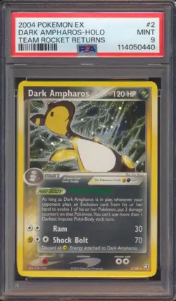 2004 POKEMON TEAM ROCKET RETURNS DARK AMPHAROS #2 HOLO PSA 9! - Image 1
