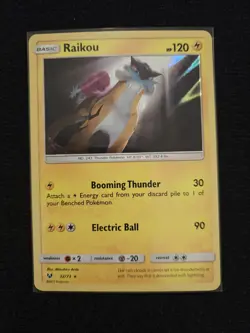 Pokemon Raikou 32/73 Shining Legends Holo Rare Basic 120HP Booming Thunder - Image 1