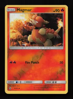 Magmar 10/68 Uncommon Hidden Fates Pokemon Reverse Holo Near Mint - Image 1