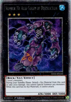 Yugioh Number 30: Acid Golem of Destruction RA04-EN165 1st Ed Platinum Secret NM - Image 1