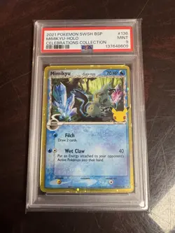 Mimikyu SWSH136 Black Star Promo Holo Pokemon TCG Card Delta Species PSA 9 Mint - Image 1