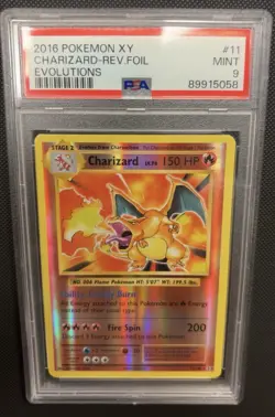 2016 Pokemon Charizard XY Evolutions Reverse Holo Card 11/108 PSA 9 - Image 1