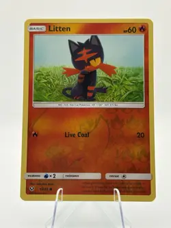 POKEMON LITTEN 15/73 SHINING LEGENDS COMMON REVERSE HOLO LP - Image 1